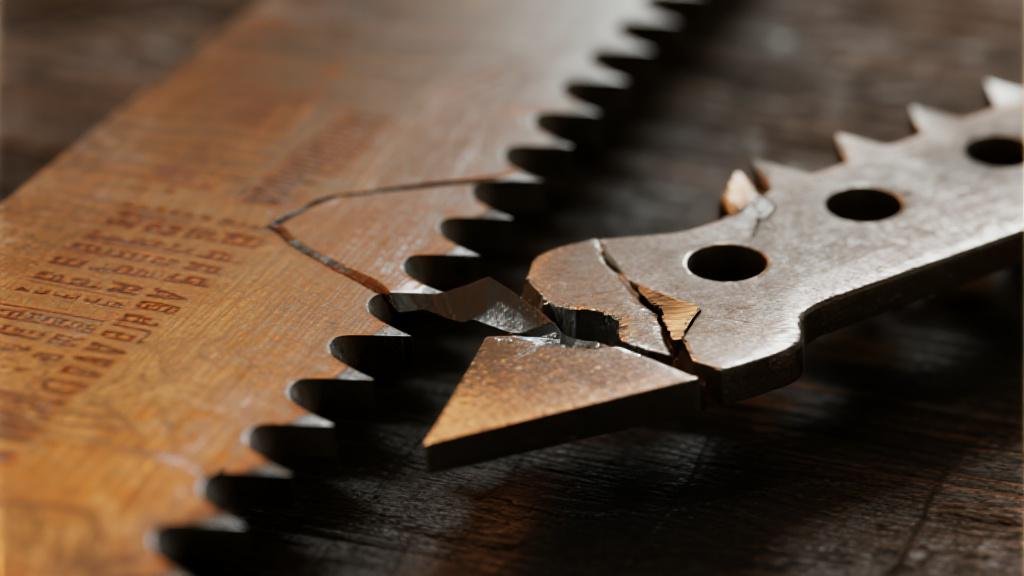 Industrial saw blade being inspected for structural integrity